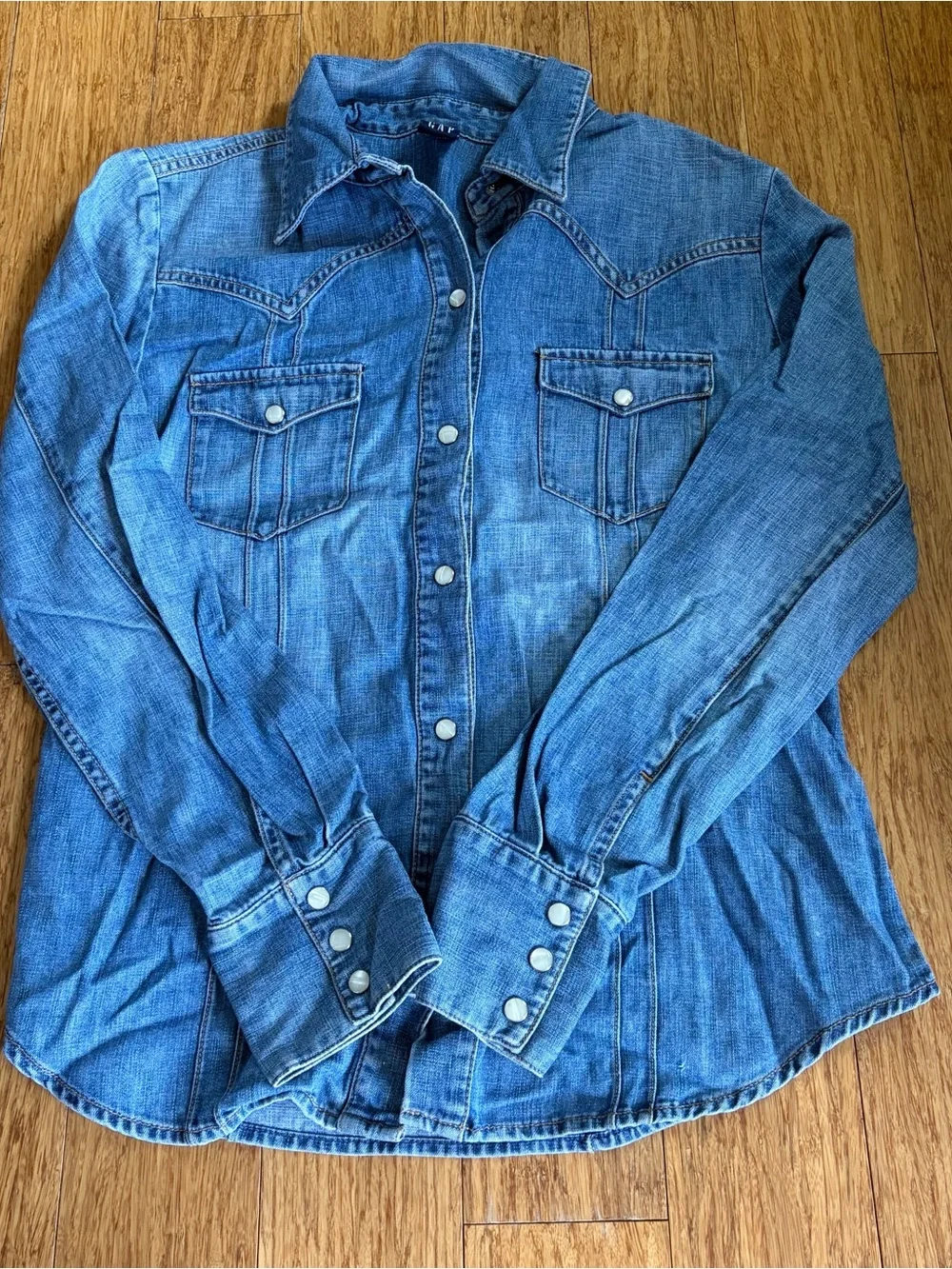 GAP Classic Denim Western Snap-Front Shirt - Blue - Picture 1 of 5